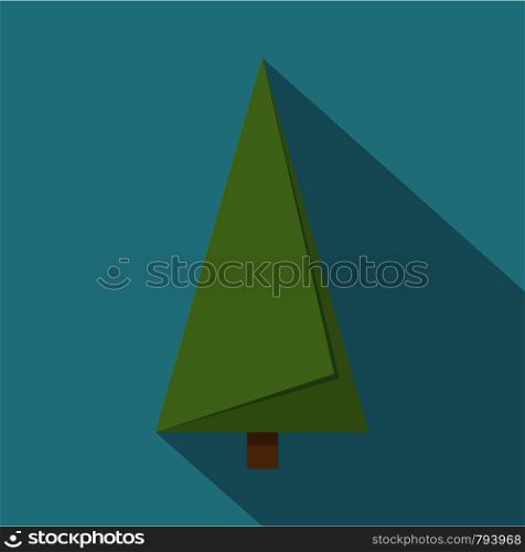 Origami fir tree icon. Flat illustration of origami fir tree vector icon for web. Origami fir tree icon, flat style