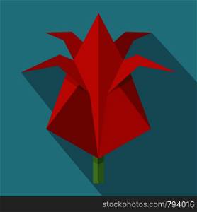 Origami flower icon. Flat illustration of origami flower vector icon for web. Origami flower icon, flat style