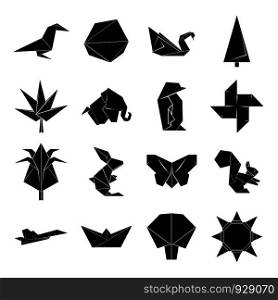 Origami icons set. Simple illustration of 16 origami vector icons for web. Origami icons set, simple style