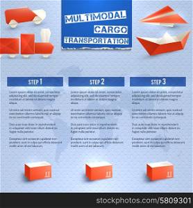 Origami logistic and shipping infographics set with paper transport vector illustration. Origami Logistic Infographics