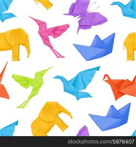 Origami multicolored, vector seamless pattern