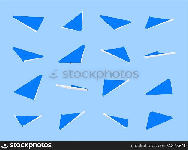 Origami paper planes collection with different views and angles