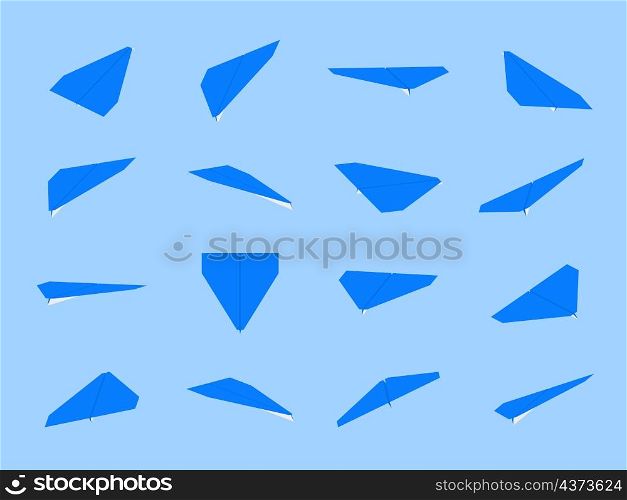 Origami paper planes collection with different views and angles