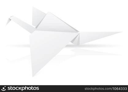 origami paper stork vector illustration isolated on white background