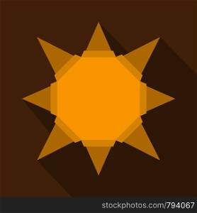 Origami paper sun icon. Flat illustration of origami paper sun vector icon for web. Origami paper sun icon, flat style