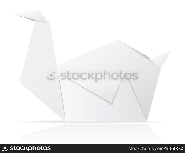 origami paper swan vector illustration isolated on white background