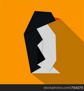 Origami penguin icon. Flat illustration of origami penguin vector icon for web. Origami penguin icon, flat style