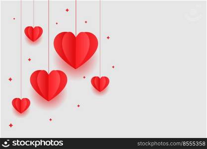 origami red hearts valentines day background design