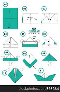 Origami ship. DIY paper origami. Vector eps 10. Origami ship. DIY paper origami.