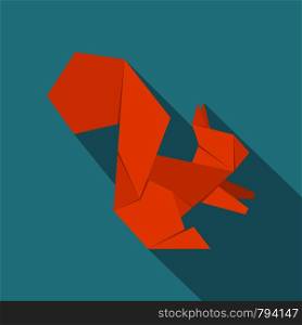 Origami squirrel icon. Flat illustration of origami squirrel vector icon for web. Origami squirrel icon, flat style