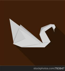 Origami swan icon. Flat illustration of origami swan vector icon for web. Origami swan icon, flat style