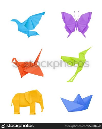 Origami vector set, multicolored