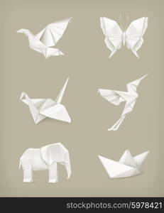 Origami vector set, white