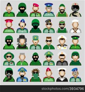 Original creative vector avatars of men of military professions.