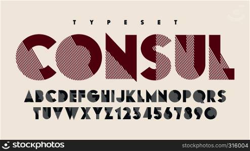 Original display font design, alphabet, typeface, letters and numbers. Swatch color control. Original display font design, alphabet, typeface, letters