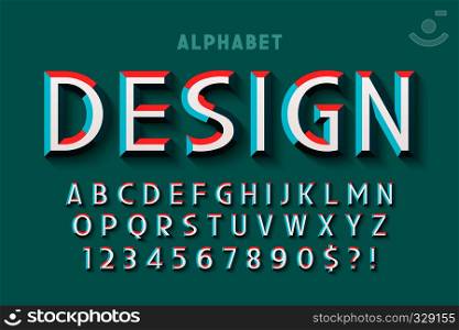 Original display font with facets, alphabet, letters and numbers. Swatch color control. Original display font with facets, alphabet, letters