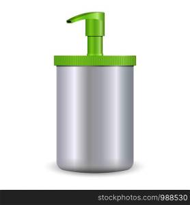 Original shape Plastic Bottle with Dispenser Pump for Gel, Foam Or Liquid Soap. Ready For Your Design. Product Packing Vector EPS10. Original shape Plastic Bottle with Dispenser Pump