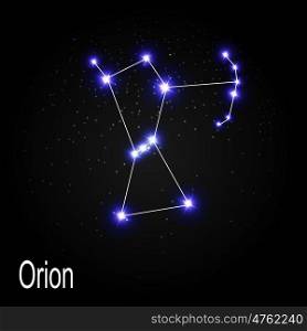 Orion Constellation with Beautiful Bright Stars on the Background of Cosmic Sky Vector Illustration EPS10. Orion Constellation with Beautiful Bright Stars on the Backgroun