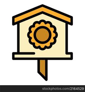 Ornament bird house icon. Outline ornament bird house vector icon color flat isolated. Ornament bird house icon color outline vector
