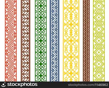 Ornament decorative banners set in different colors on white, vector illustration. Ornament decorative banners set