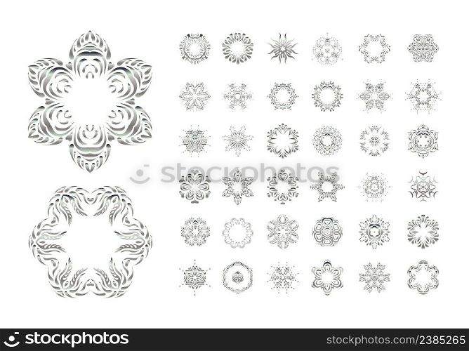 Ornament in east style. Set of hand drawn vector mandala on white background, geometric mandalas, scalable abstract mandala for background. Set of vector Arabic mandala on white background