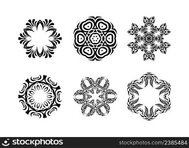 Ornament in east style. Set of hand drawn vector mandala on white background, geometric mandalas, scalable abstract mandala for background. Set of vector Arabic mandala on white background