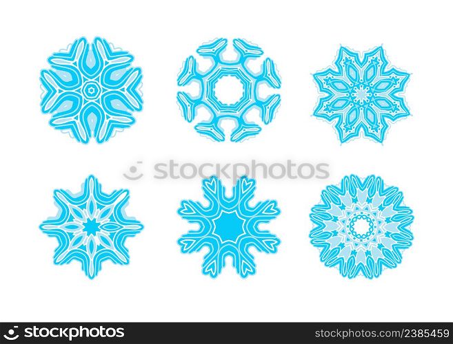 Ornament round set with mandala. Geometric circle isolated element.. Snowflakes for winter design
