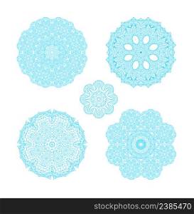 Ornament round set with mandala. Geometric circle isolated element.. Snowflakes for winter design