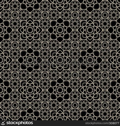 Ornamental arabic seamless pattern vector background on black. Ornamental arabic seamless pattern