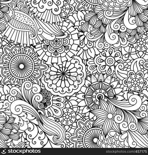 Ornamental background composed of floral elements and geometric flowers and other designs. Ornamental background composed of floral elements