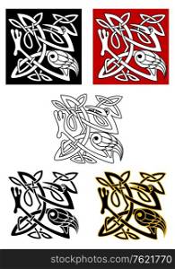 Ornamental birds in celtic style for ethnic and religious design