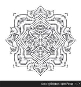 Ornamental bohemian Mandala. Tattoo art design. Detailed ornament pattern. Colouring book page. Interior mandala print. Ornamental bohemian Mandala. Tattoo art design