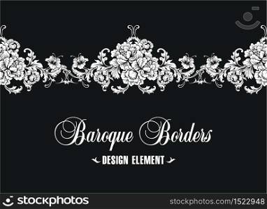 Ornamental border, frame. Baroque pattern. Vector seamless. Design element.