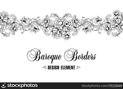 Ornamental border, frame. Baroque pattern. Vector seamless. Design element.