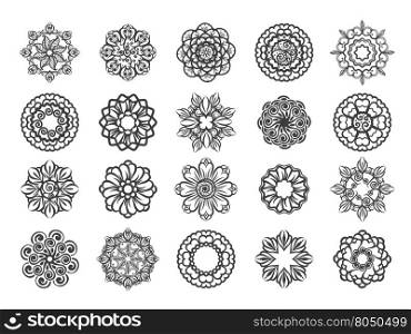 Ornamental floral circular mehndi set. Ornamental floral abstract vector circular mehndi ornament set