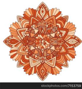 Ornamental Floral Mandala. Carpet ornament pattern. Interior mandala print in orange colors. Bright decorative design. Ornamental Floral Mandala. Carpet ornament pattern. Interior mandala print in orange colors. Bright decorative design.