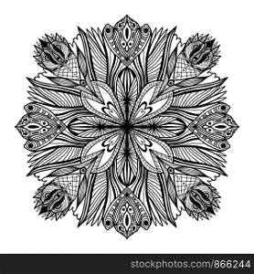 Ornamental floral mandala. Tattoo ornament pattern. Vector for adult coloring page or decoration. Creative interior print. Ornamental floral mandala. Tattoo ornament pattern. Vector for adult coloring page or decoration. Creative interior print.