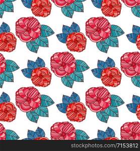 Ornamental floral pattern. Red flower background with leaves. Illustration for wrapping paper and floral textile design. Ornamental floral pattern. Red flower background with leaves. Illustration for wrapping paper and floral textile design.