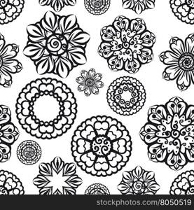 Ornamental floral seamless pattern. Ornamental seamless pattern with ethnic floral elements. Vector illustration