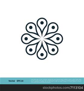 Ornamental Flower Line Art Icon Vector Logo Template Illustration Design. Vector EPS 10.