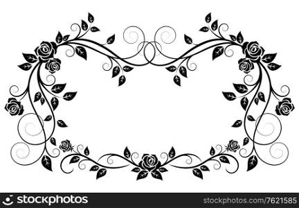 Ornamental frame with rose flowers in vintage style