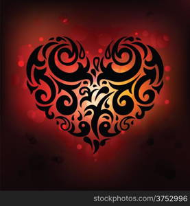 Ornamental Heart. Love. Hand drawn vector background.