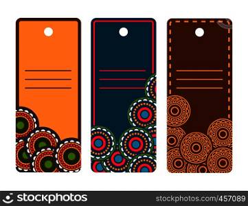 Ornamental label or card mandala ornament set vector illustration. Ornamental mandala cards vector illustration