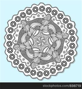 Ornamental mandala. Circle lace ornament pattern. Vector for adult coloring page. Ornamental mandala. Circle lace ornament pattern. Vector for adult coloring page. Napkin design