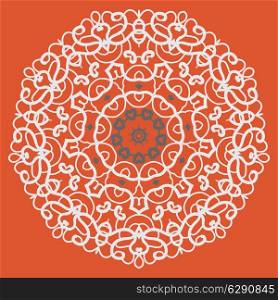 Ornamental mandala on seamless pattern, vector illustration.
