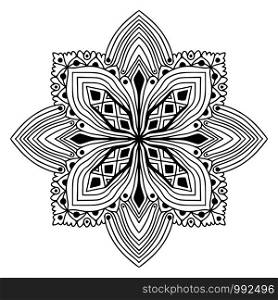 Ornamental Mandala. Tattoo art design. Linear ornament pattern. Coloring book page. Unique mandala print. Ornamental Mandala. Tattoo art design. Linear ornament pattern. Coloring book page. Unique mandala print.