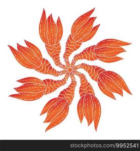 Ornamental Mandala with exotic orange flowers. Ornamental Mandala with exotic orange flowers.