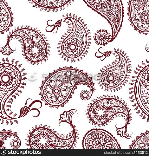 Ornamental mehndi seamless pattern. Ornamental seamless pattern with ethnic mehndi zentangle elements. Vector illustration