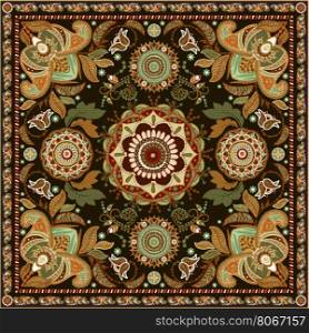 Ornamental Paisley pattern, design for pocket square, textile, silk shawl