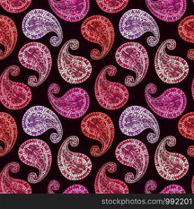 Ornamental paisley pattern. Indian linen design. Paisley seamless pattern. Decorative ethnic background. Colorful lace texture in pink and red colors. Ornamental paisley pattern. Indian linen design. Paisley seamless pattern. Decorative ethnic background. Colorful lace texture in pink and red colors.